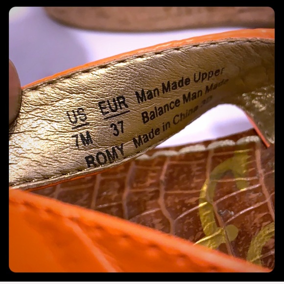 GentlyUsed Sam Edelman ROMY Orange Wedge. Size: 7M - Picture 6 of 8